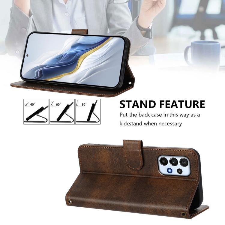 For Galaxy A23 4G / 5G Line Splicing Buckle Retro Leather Phone Case