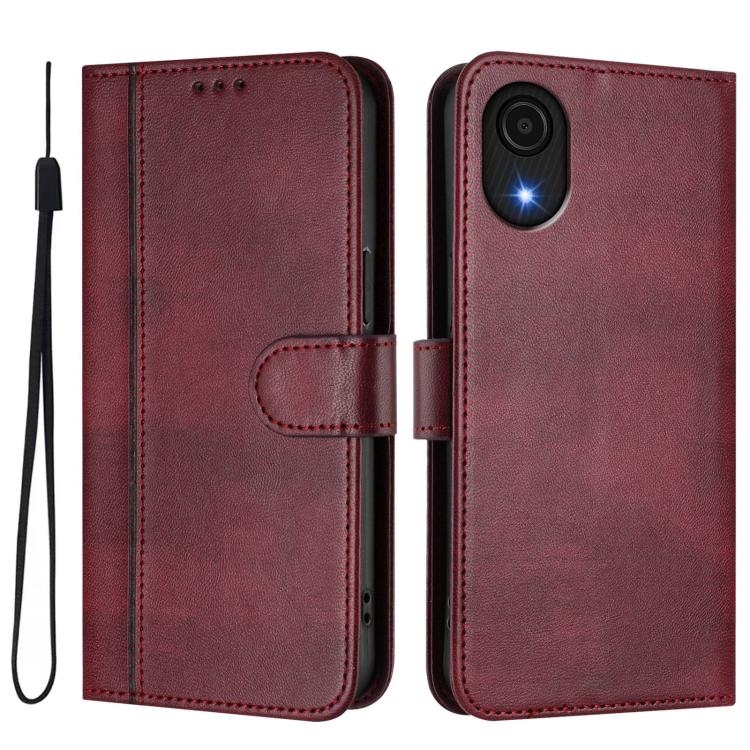 For Galaxy A04 Core / A03 Core 4G Line Splicing Buckle Retro Leather Phone Case