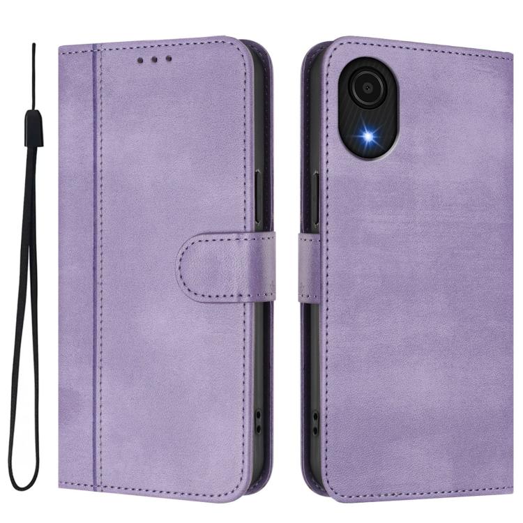For Galaxy A04 Core / A03 Core 4G Line Splicing Buckle Retro Leather Phone Case