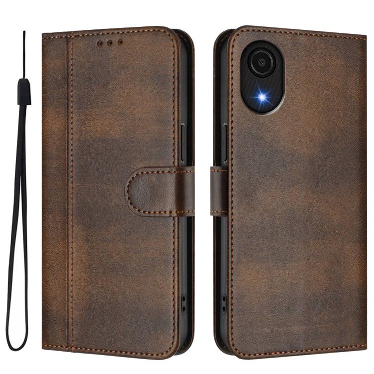 For Galaxy A04 Core / A03 Core 4G Line Splicing Buckle Retro Leather Phone Case