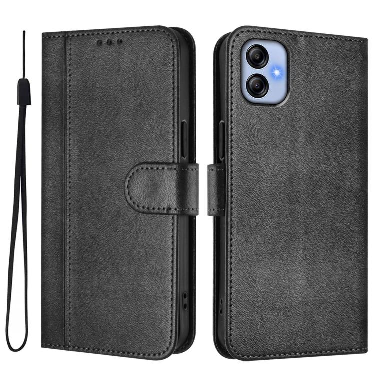 For Galaxy A04e 4G / F04 / M04 4G Line Splicing Buckle Retro Leather Phone Case