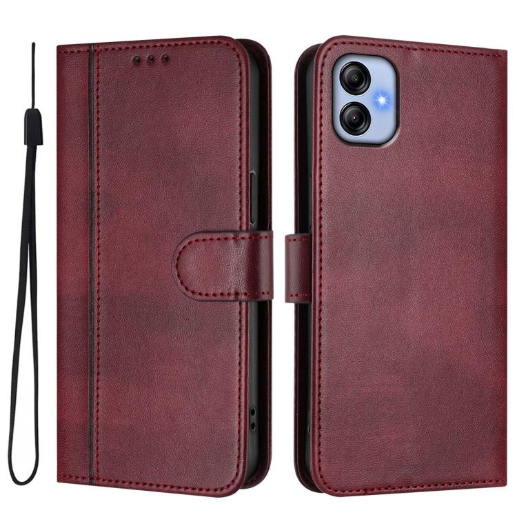 For Galaxy A04e 4G / F04 / M04 4G Line Splicing Buckle Retro Leather Phone Case