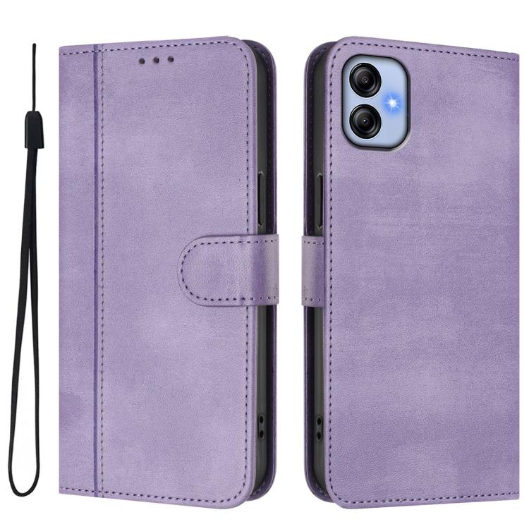 For Galaxy A04e 4G / F04 / M04 4G Line Splicing Buckle Retro Leather Phone Case