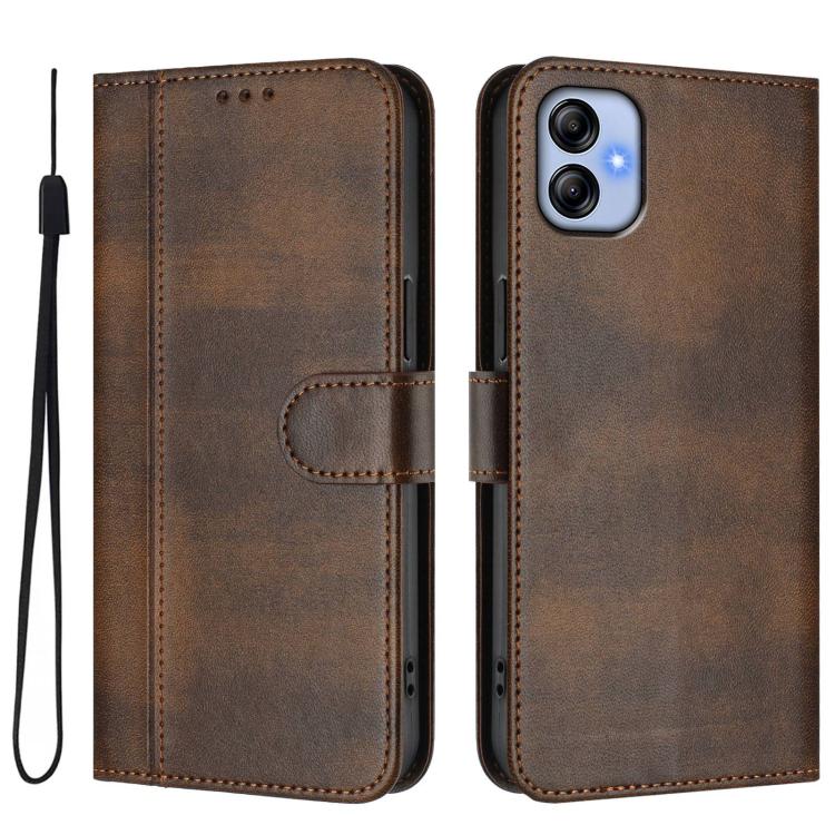 For Galaxy A04e 4G / F04 / M04 4G Line Splicing Buckle Retro Leather Phone Case
