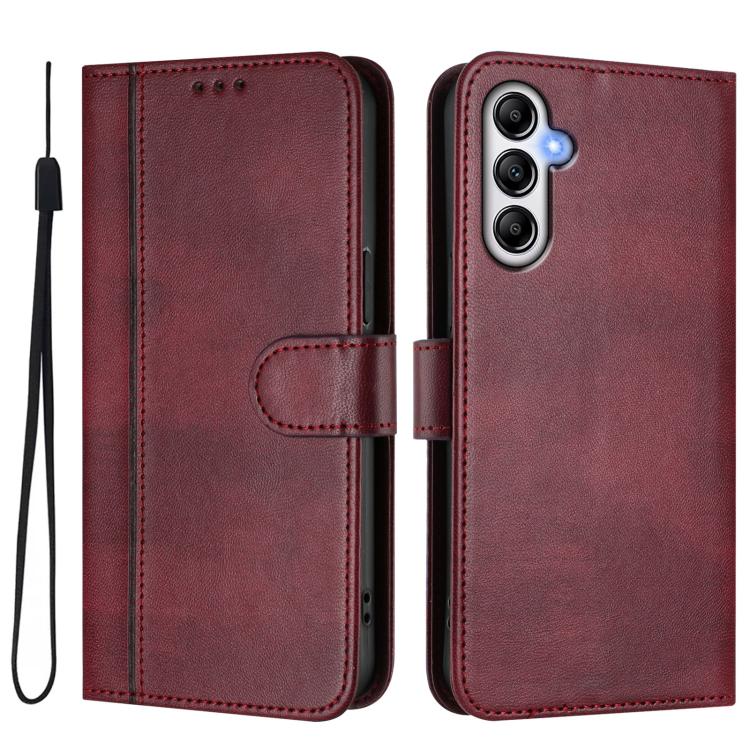 For Galaxy A14 4G / 5G Line Splicing Buckle Retro Leather Phone Case