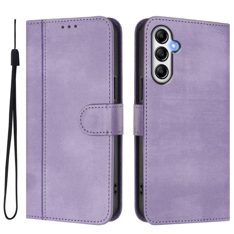 For Galaxy A14 4G / 5G Line Splicing Buckle Retro Leather Phone Case