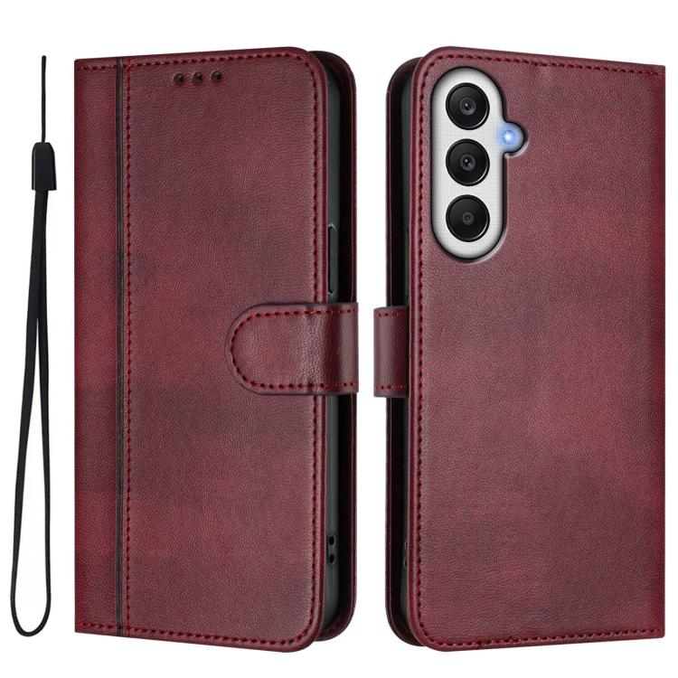 For Galaxy A34 5G Line Splicing Buckle Retro Leather Phone Case