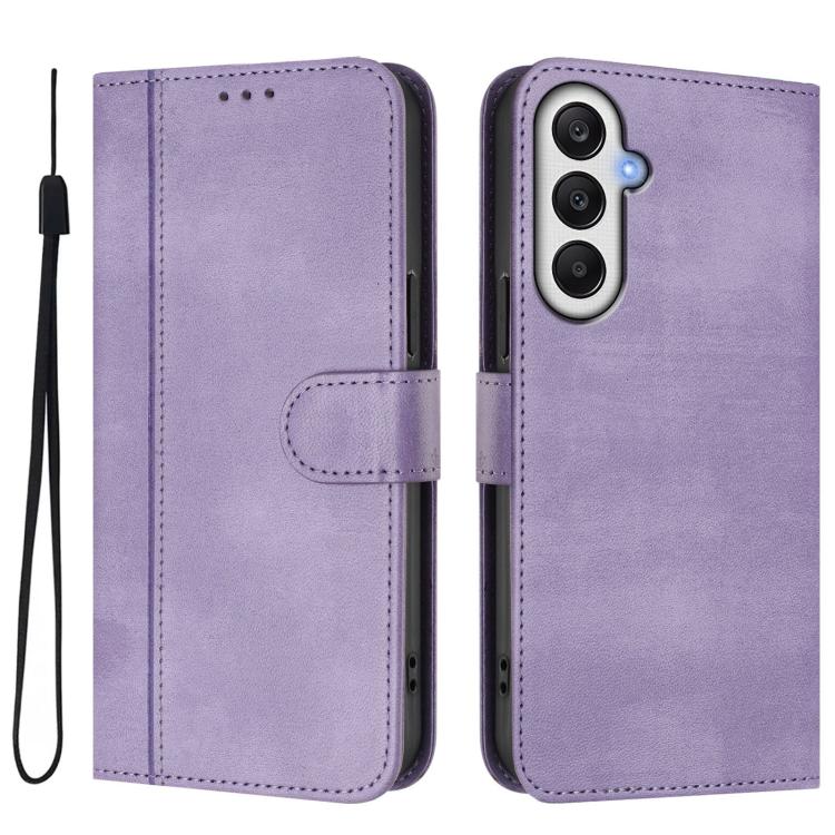 For Galaxy A54 5G Line Splicing Buckle Retro Leather Phone Case