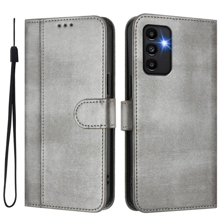 For Galaxy A13 / A04s / A04 4G Line Splicing Buckle Retro Leather Phone Case