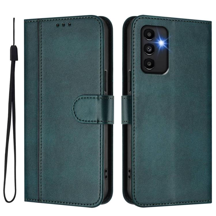 For Galaxy A13 / A04s / A04 4G Line Splicing Buckle Retro Leather Phone Case