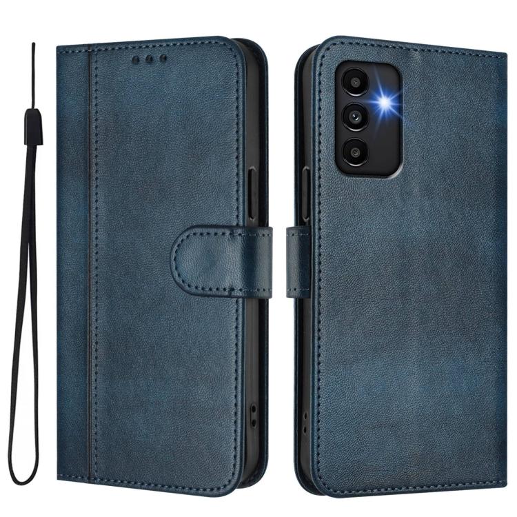 For Galaxy A13 / A04s / A04 4G Line Splicing Buckle Retro Leather Phone Case