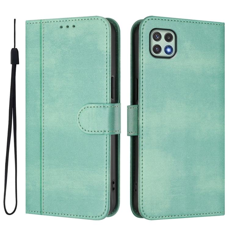 For Galaxy A22 5G / F42 5G Line Splicing Buckle Retro Leather Phone Case