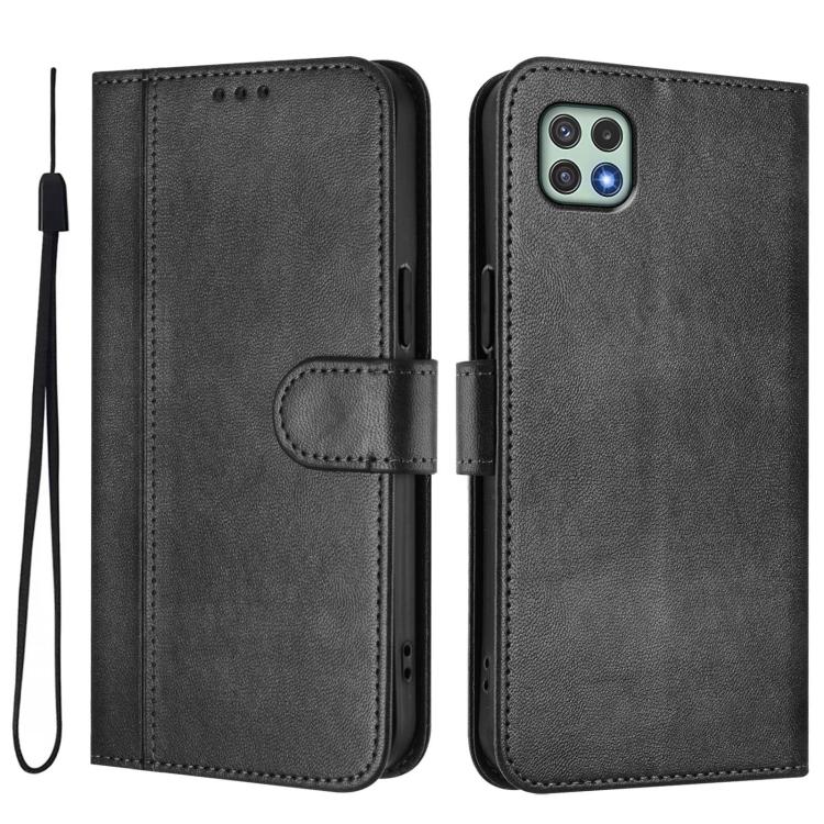 For Galaxy A22 5G / F42 5G Line Splicing Buckle Retro Leather Phone Case