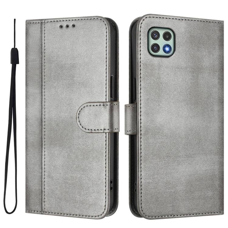 For Galaxy A22 5G / F42 5G Line Splicing Buckle Retro Leather Phone Case