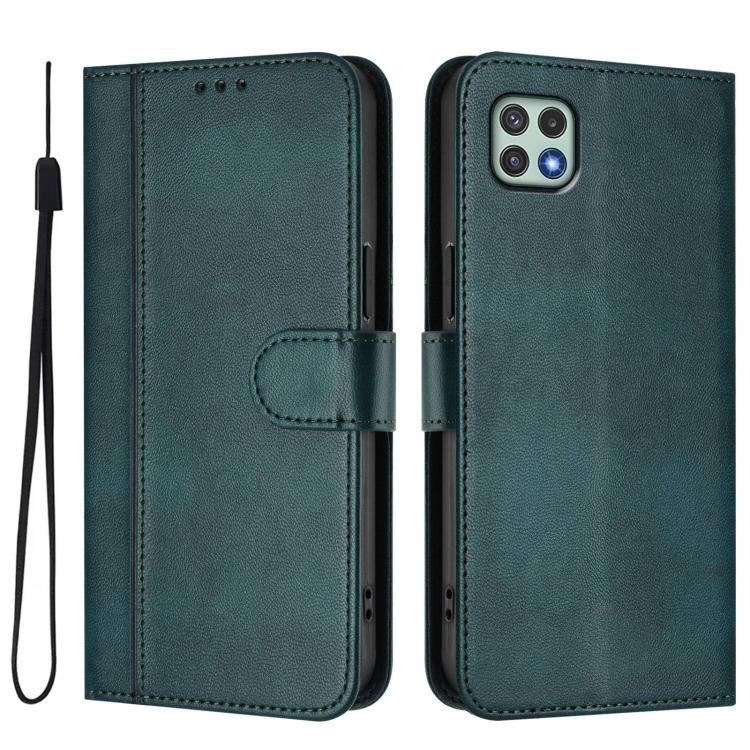 For Galaxy A22 5G / F42 5G Line Splicing Buckle Retro Leather Phone Case