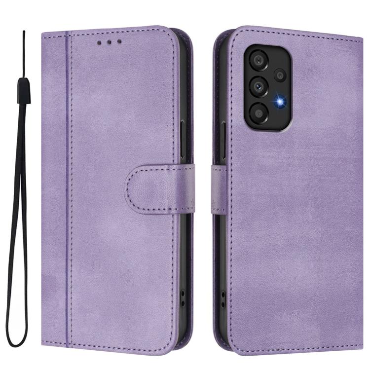 For Galaxy A53 5G Line Splicing Buckle Retro Leather Phone Case