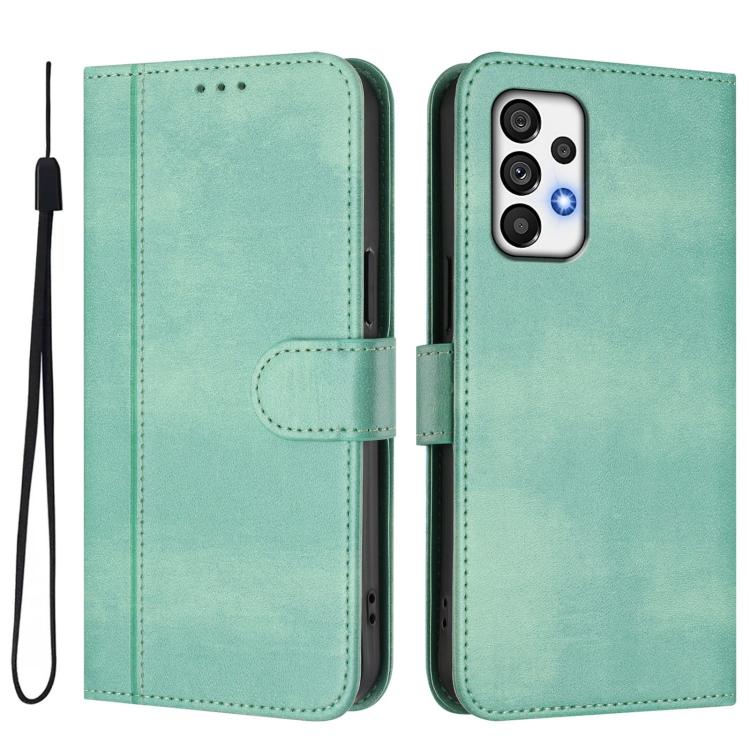 For Galaxy A73 5G Line Splicing Buckle Retro Leather Phone Case