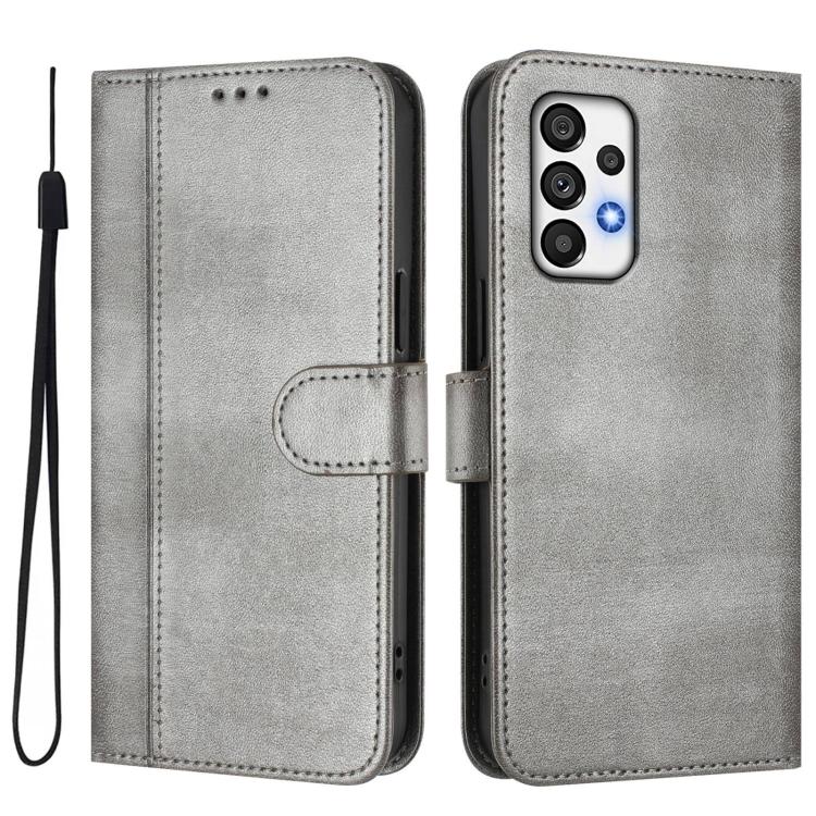 For Galaxy A73 5G Line Splicing Buckle Retro Leather Phone Case