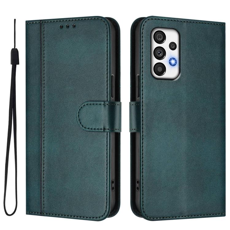For Galaxy A73 5G Line Splicing Buckle Retro Leather Phone Case