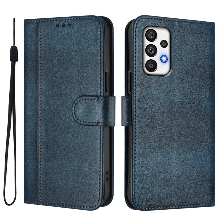 For Galaxy A73 5G Line Splicing Buckle Retro Leather Phone Case