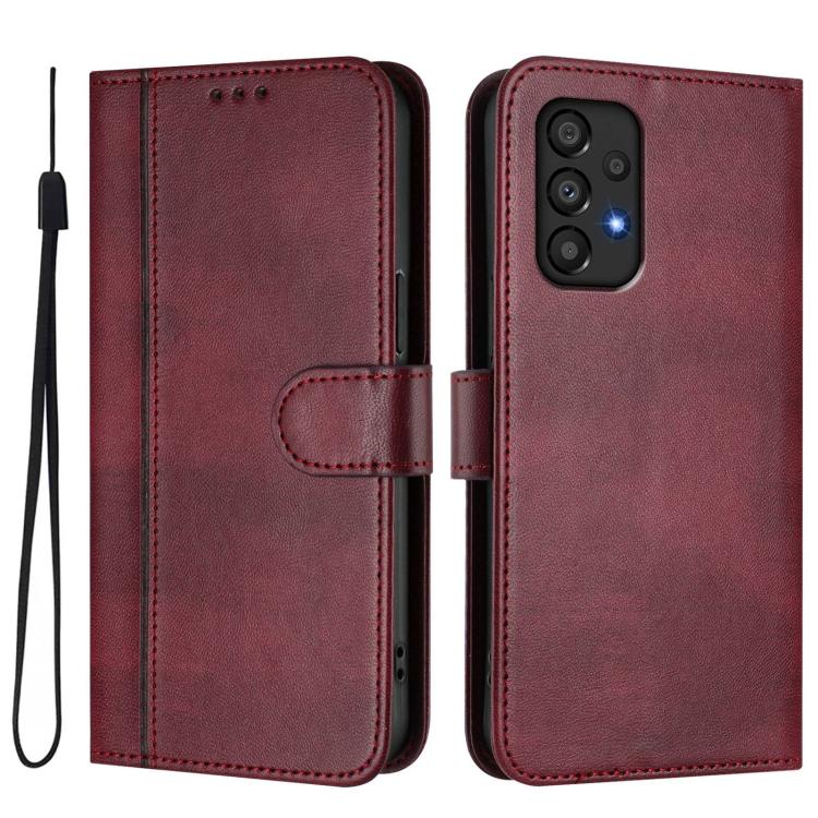 For Galaxy A33 5G Line Splicing Buckle Retro Leather Phone Case