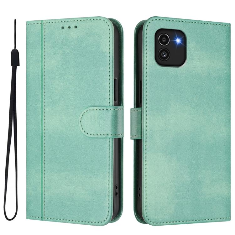For Galaxy A03 166mm Line Splicing Buckle Retro Leather Phone Case