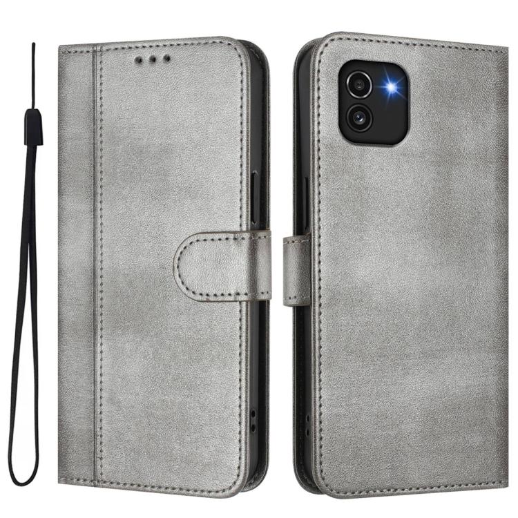 For Galaxy A03 166mm Line Splicing Buckle Retro Leather Phone Case