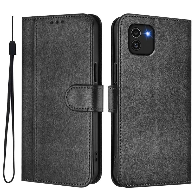 For Galaxy A03 164mm Line Splicing Buckle Retro Leather Phone Case