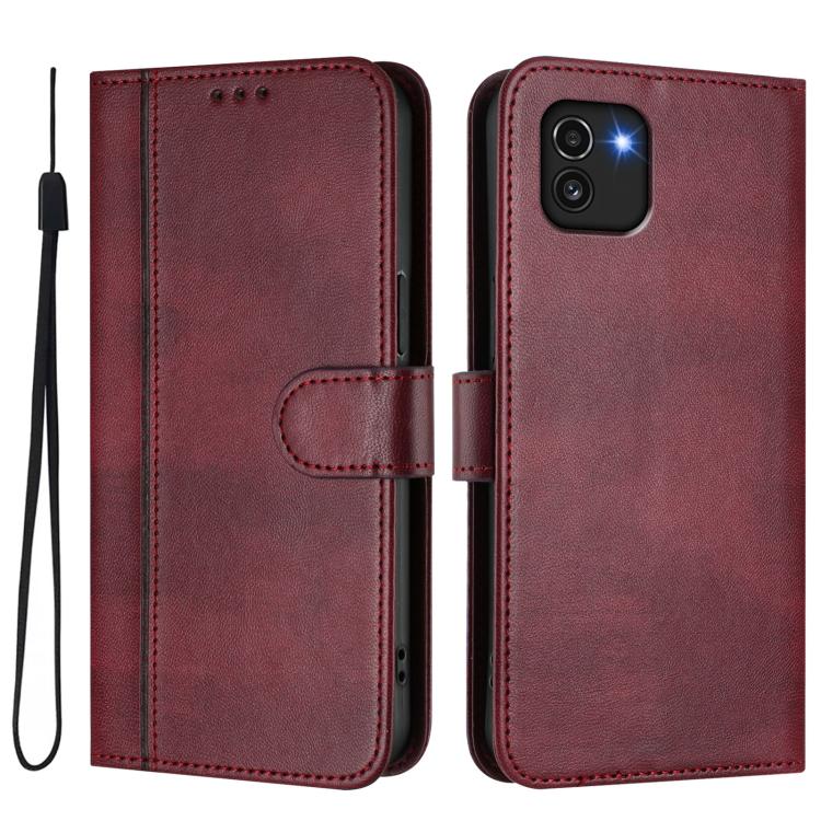 For Galaxy A03 164mm Line Splicing Buckle Retro Leather Phone Case