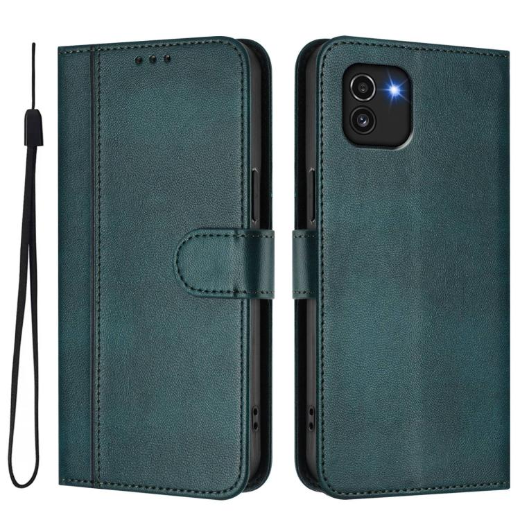 For Galaxy A03 164mm Line Splicing Buckle Retro Leather Phone Case