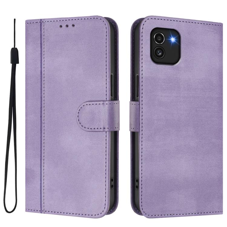For Galaxy A03 164mm Line Splicing Buckle Retro Leather Phone Case