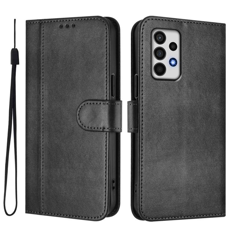 For Galaxy A52 4G / 5G Line Splicing Buckle Retro Leather Phone Case