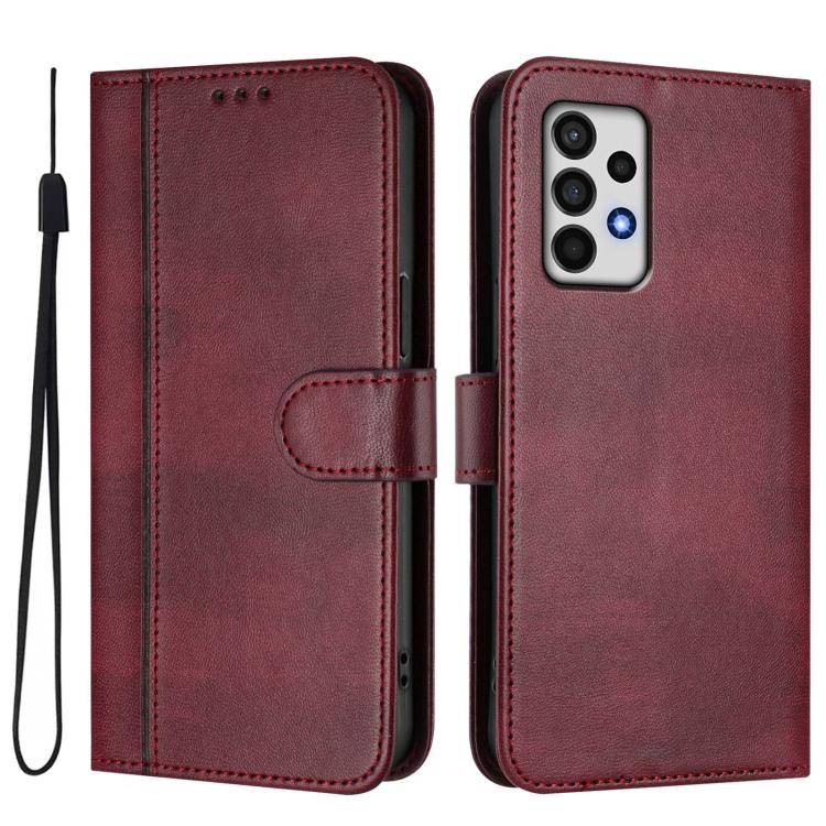 For Galaxy A52 4G / 5G Line Splicing Buckle Retro Leather Phone Case