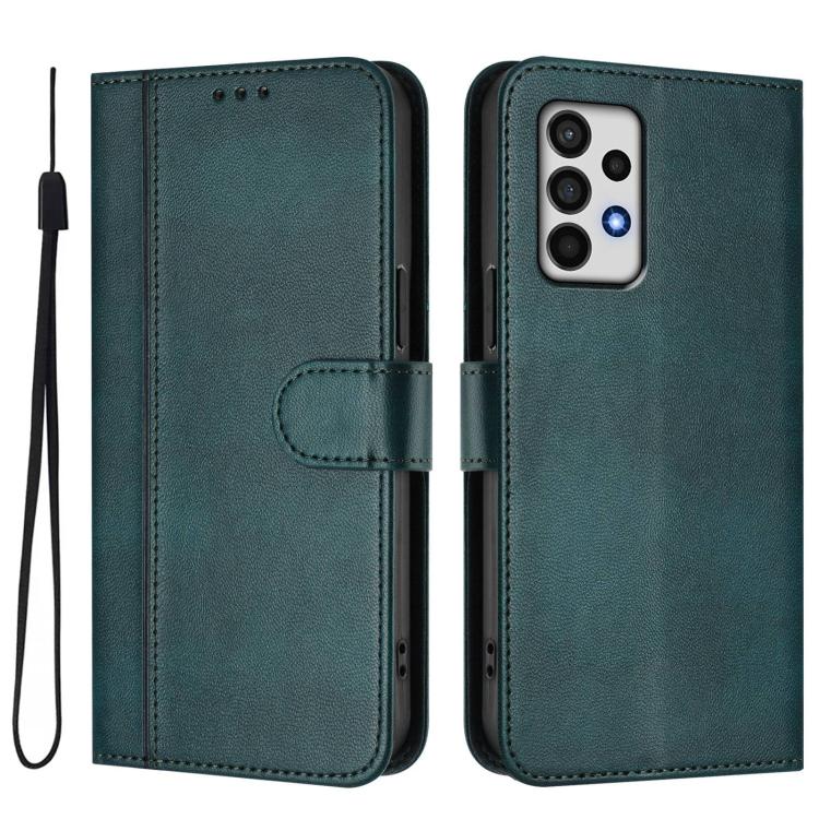 For Galaxy A52 4G / 5G Line Splicing Buckle Retro Leather Phone Case