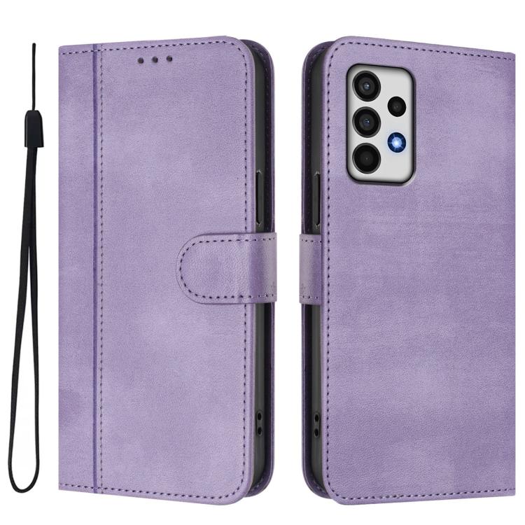 For Galaxy A52 4G / 5G Line Splicing Buckle Retro Leather Phone Case