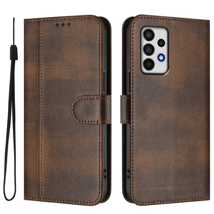 For Galaxy A52 4G / 5G Line Splicing Buckle Retro Leather Phone Case