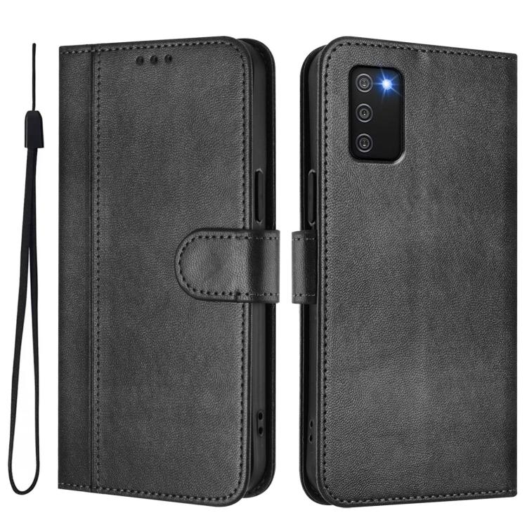 For Galaxy A03s 164mm Line Splicing Buckle Retro Leather Phone Case