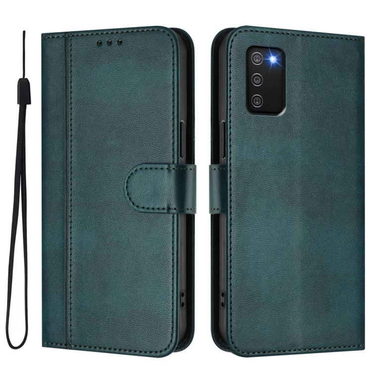 For Galaxy A03s 164mm Line Splicing Buckle Retro Leather Phone Case