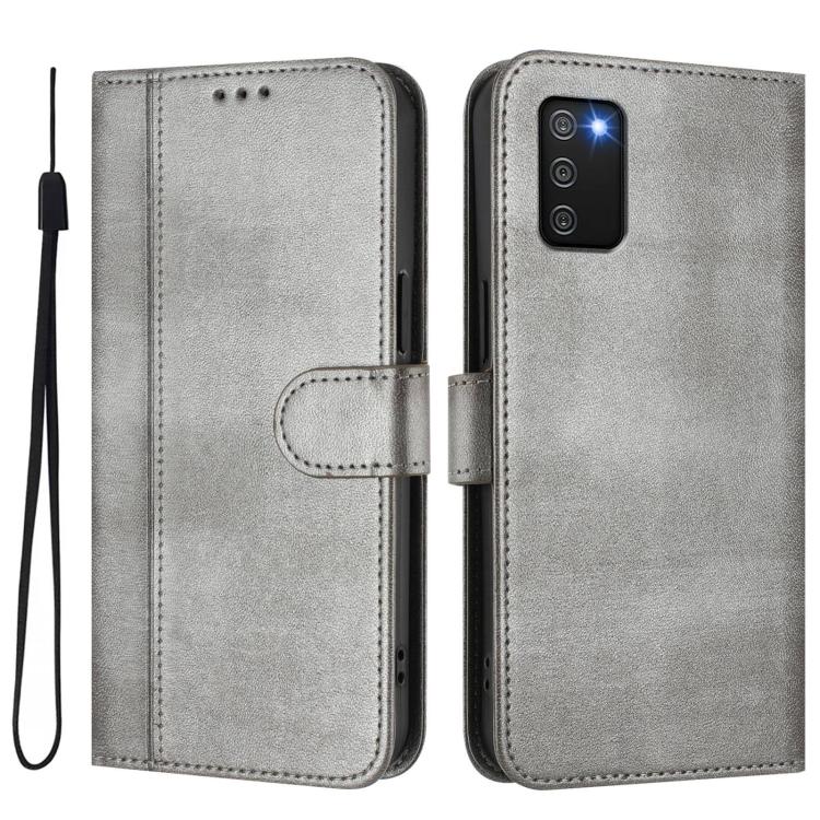 For Galaxy A03s 166mm Line Splicing Buckle Retro Leather Phone Case