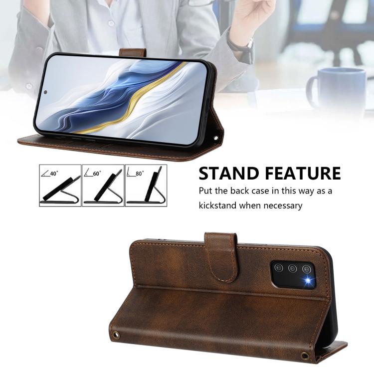 For Galaxy A03s 166mm Line Splicing Buckle Retro Leather Phone Case