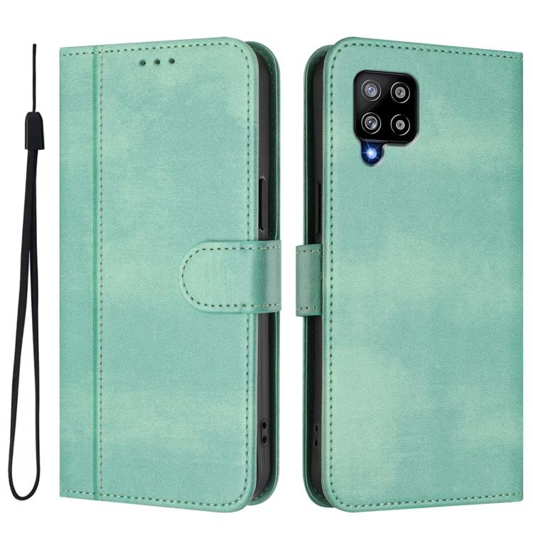 For Galaxy A42 5G / M42 Line Splicing Buckle Retro Leather Phone Case