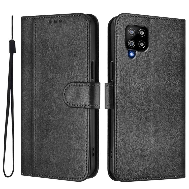 For Galaxy A42 5G / M42 Line Splicing Buckle Retro Leather Phone Case