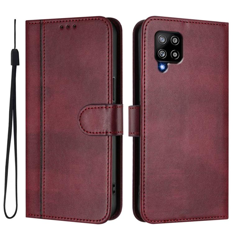 For Galaxy A42 5G / M42 Line Splicing Buckle Retro Leather Phone Case