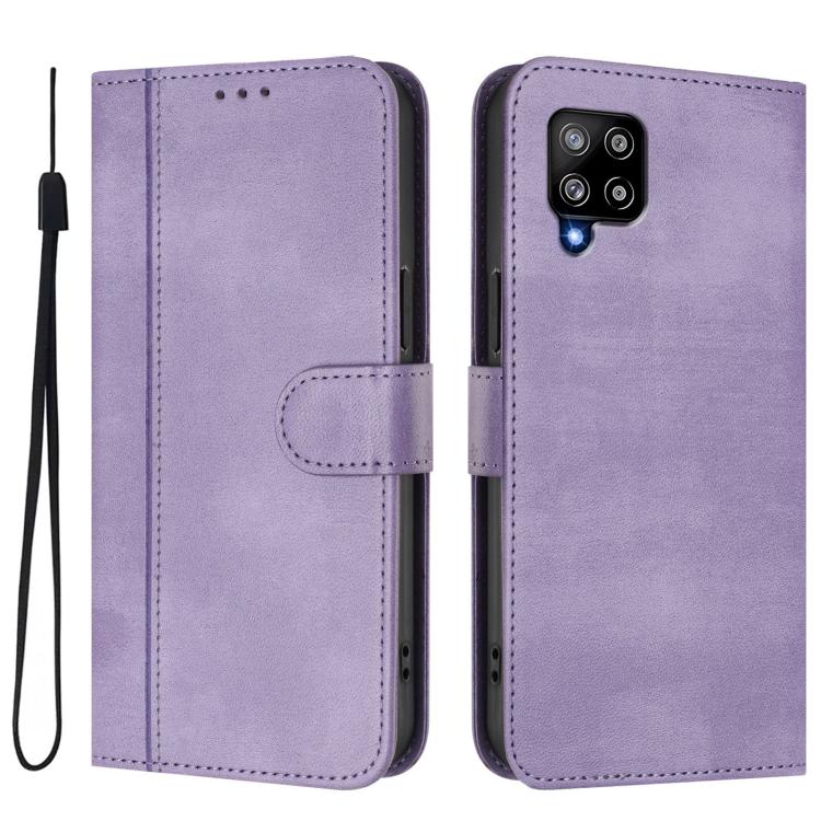 For Galaxy A42 5G / M42 Line Splicing Buckle Retro Leather Phone Case