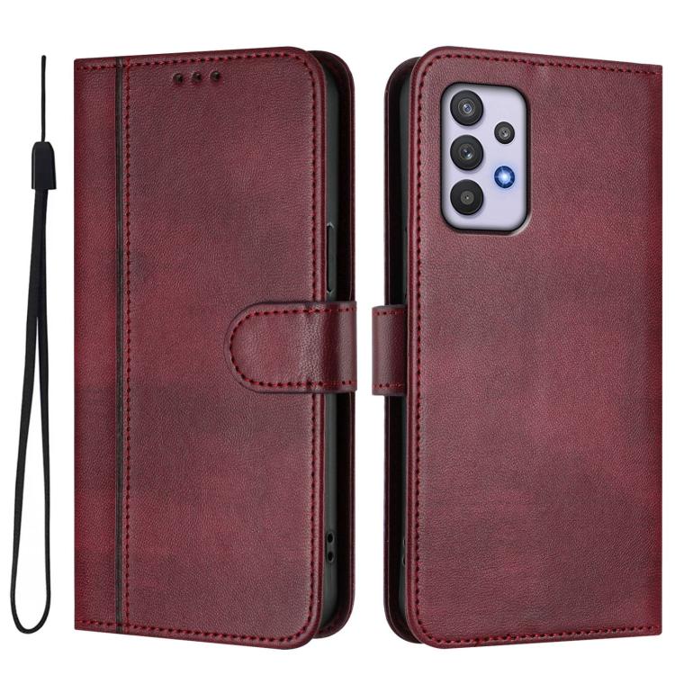 For Galaxy A32 4G Line Splicing Buckle Retro Leather Phone Case