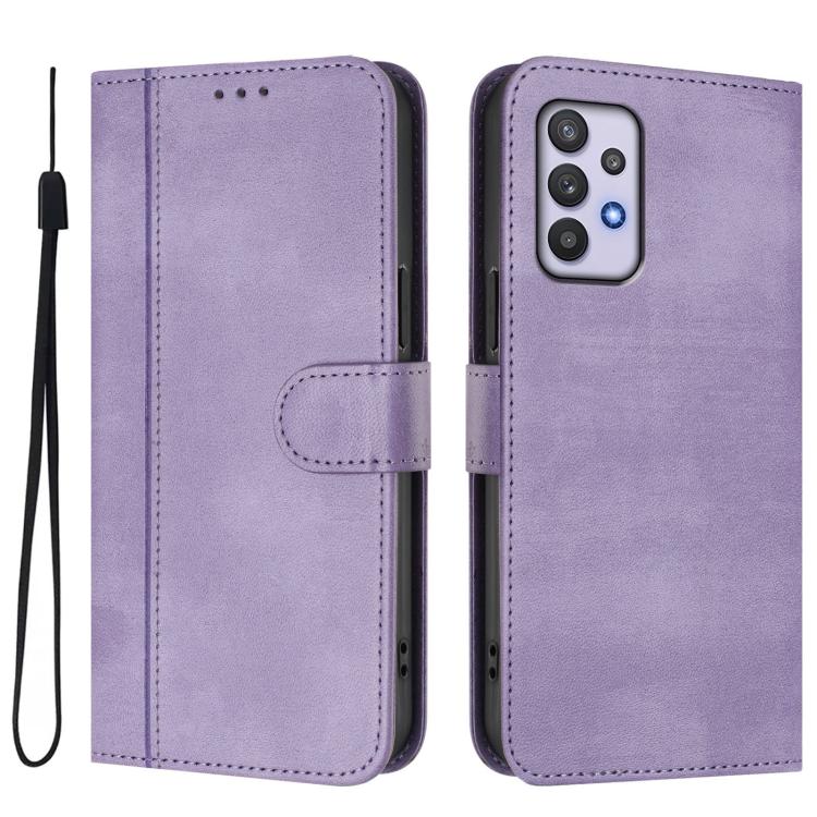 For Galaxy A32 4G Line Splicing Buckle Retro Leather Phone Case