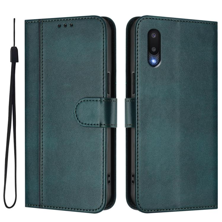 For Galaxy A02 / M02 Line Splicing Buckle Retro Leather Phone Case