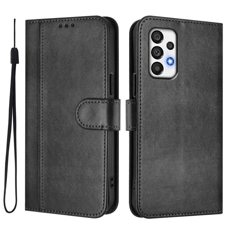 For Galaxy A72 4G / 5G Line Splicing Buckle Retro Leather Phone Case