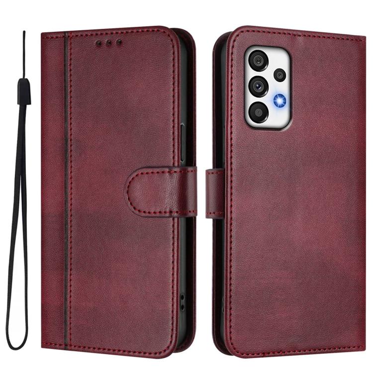 For Galaxy A72 4G / 5G Line Splicing Buckle Retro Leather Phone Case