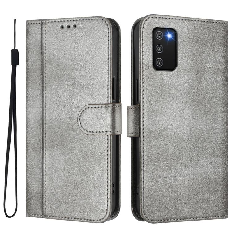 For Galaxy A02s 166mm Line Splicing Buckle Retro Leather Phone Case